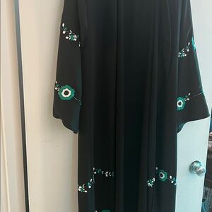 Elegant Black and Green Embroidered Kaftan